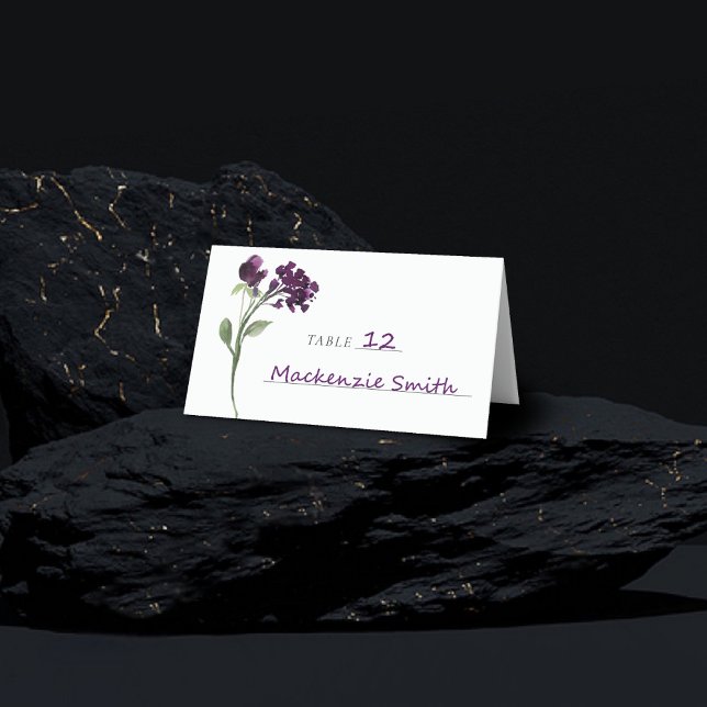 Tarjeta De Asiento Flor salvaje | Flores de jardín bohemias profundas (Subido por el creador)