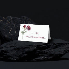 Tarjeta De Asiento Flor salvaje | Flores de jardín rojas bohemias de