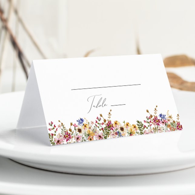 Tarjeta De Asiento Flor silvestre colorida | Plegar doblado (Subido por el creador)