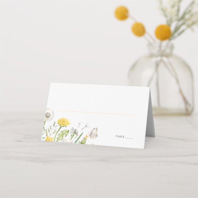Tarjeta De Asiento Flor silvestre Danelion Garden Wedding (Anverso)