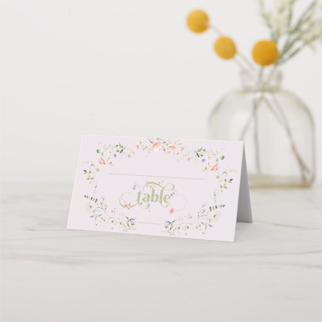 Tarjeta De Asiento Flor silvestre moderna Floral Neutral Baby Shower (Anverso)