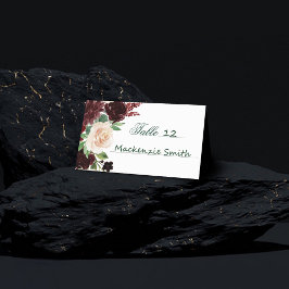 Tarjeta De Asiento Floraciones rusas | Terracota y Marsala Red Bouque