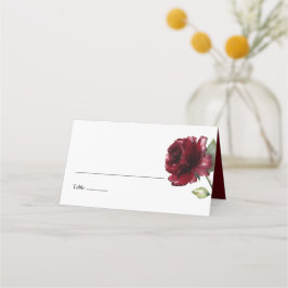 Tarjeta De Asiento Floral Acuarela Burgundy Simple