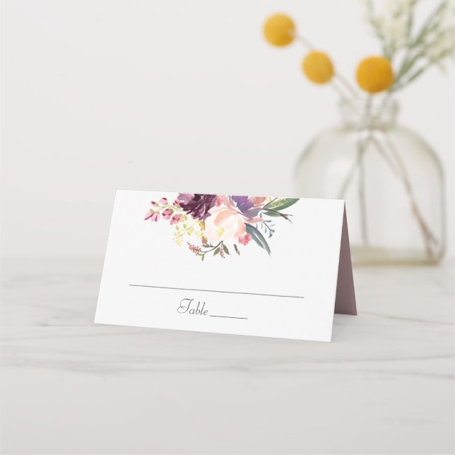 Tarjeta De Asiento Floral acuarela Purple Lavender Place Card (Anverso)