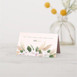 Tarjeta De Asiento Floral Acuarela Rosa y Dorado Exuberante