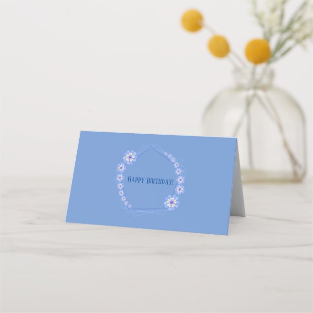 Tarjeta De Asiento Floral azul pastel (Anverso)