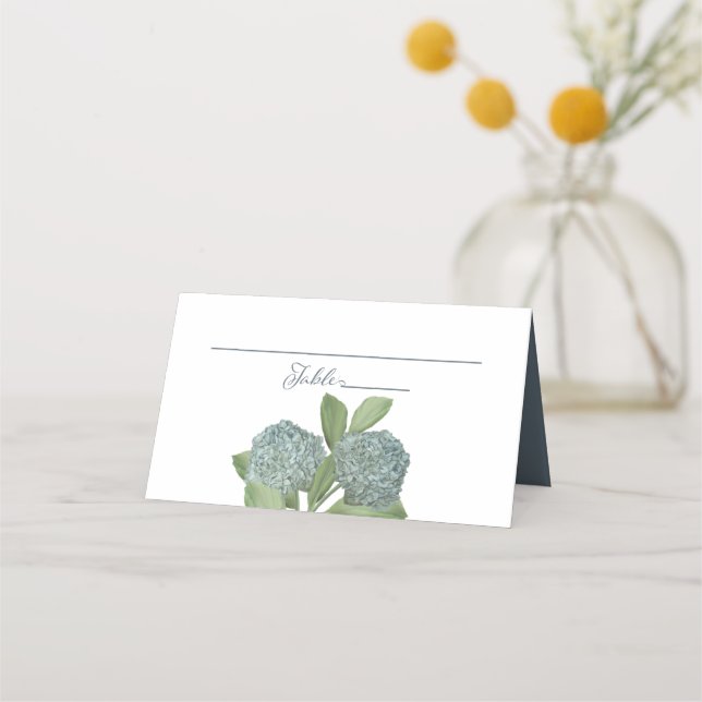 Tarjeta De Asiento Floral azul turbio Hydrangea Simple Elegante (Anverso)