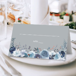 Tarjeta De Asiento Floral azul y marina - gris