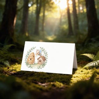 Tarjeta De Asiento Floral Beehives and little Bee Baby Shower Blank
