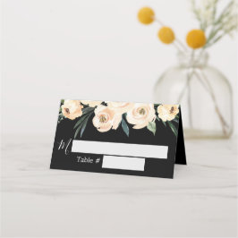 Tarjeta De Asiento Floral Beige Black Boda Place Card