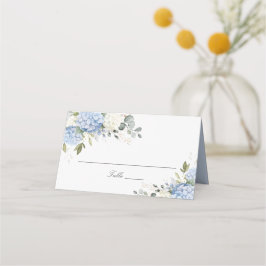 Tarjeta De Asiento Floral Blue Hydrangea Greenery Boda Place Card