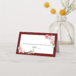 Tarjeta De Asiento Floral Borgoña