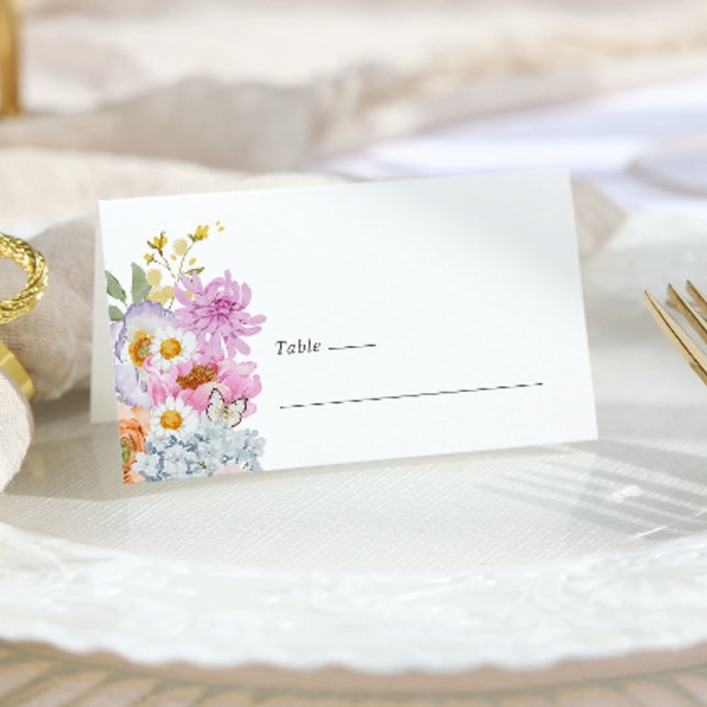 Tarjeta De Asiento Floral brillante en negrita (Bold Bright Floral Place Card by Painted Paperie
)