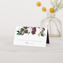 Tarjeta De Asiento Floral Ciruela Oscura | Boda