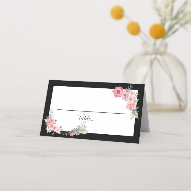 Tarjeta De Asiento Floral con borde negro (Anverso)