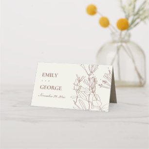 TARJETA DE ASIENTO FLORAL DE DIBUJO DE LA LÍNEA DE CREMA DE RUBOR DE
