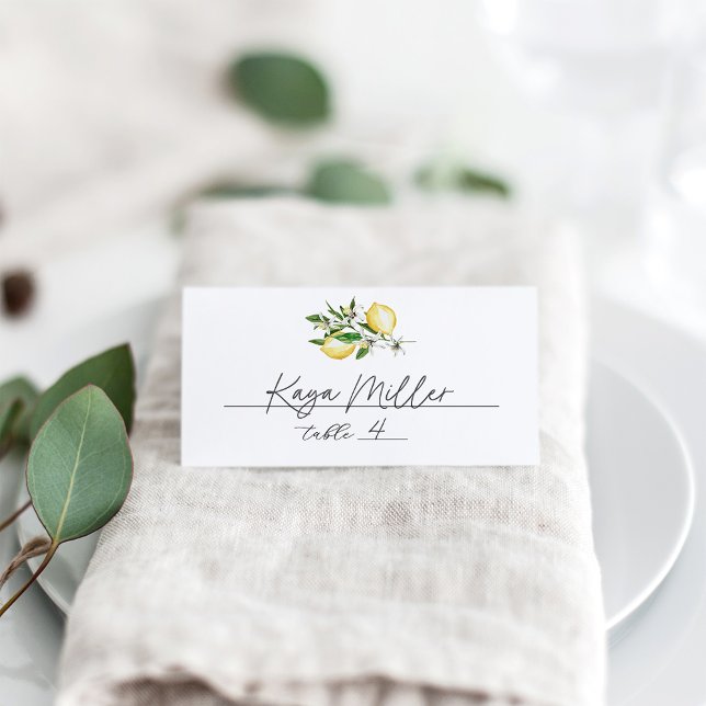 Tarjeta De Asiento Floral de limón elegante (Subido por el creador)