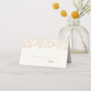 Tarjeta De Asiento Floral de marfil dorado