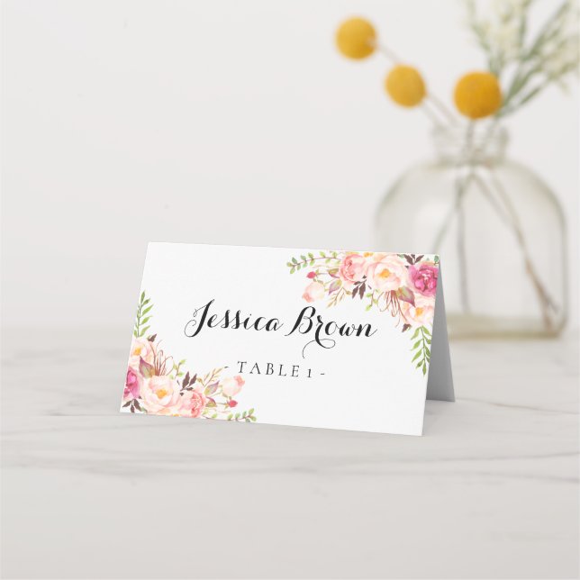 Tarjeta De Asiento Floral de Rustic Peony (Anverso)