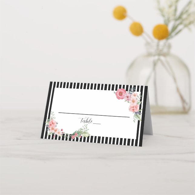 Tarjeta De Asiento Floral desnuda negra (Anverso)