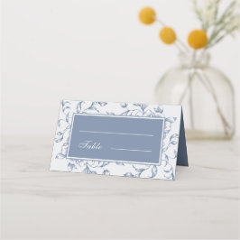 Tarjeta De Asiento Floral Dusty Blue Elegant Wedding doblado