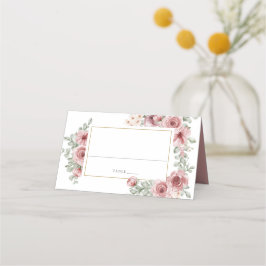 Tarjeta De Asiento Floral Dusty Rosa Elegant Wedding Place Card