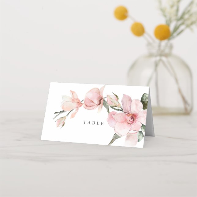 Tarjeta De Asiento Floral elegante Magnolia Boda Table Place Card (Anverso)