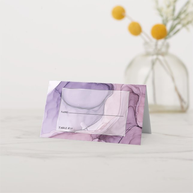 Tarjeta De Asiento Floral exótica púrpura boda (Anverso)