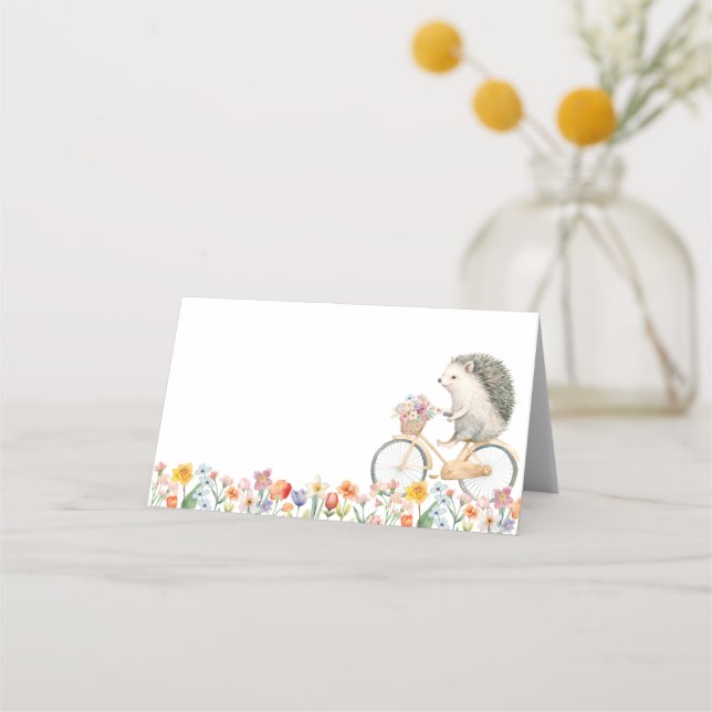 Tarjeta De Asiento Floral Hedgehog Baby Shower Place Card (Anverso)
