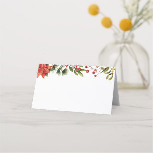 Tarjeta De Asiento Floral Invierno Poinsettia Elegante Boda