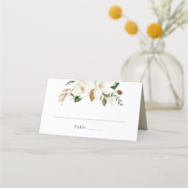Tarjeta De Asiento Floral Magnolia Neutral Rubor Elegant Place Card