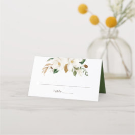 Tarjeta De Asiento Floral Magnolia Neutral Rubor Elegant Place Card