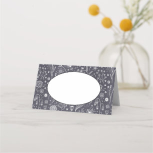 Tarjeta De Asiento Floral moderna en blanco y negro