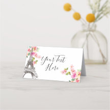 Floral Paris Eiffel Tower Place Cards
