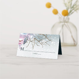 Tarjeta De Asiento Floral personalizada de Boda de Invierno