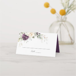 Tarjeta De Asiento Floral Purple White Greenerenery Boda Place Card