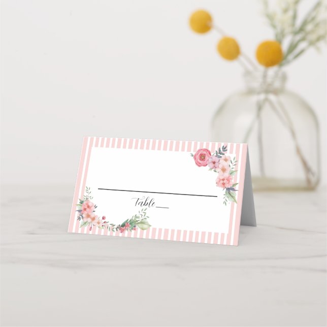 Tarjeta De Asiento Floral rosa pastel (Anverso)