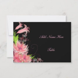 Tarjeta de asiento floral rosa romántica elegante