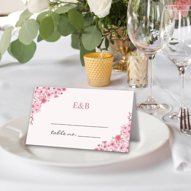 Tarjeta De Asiento Floral Sakura Wedding – Blush and Cherry  (Subido por el creador)