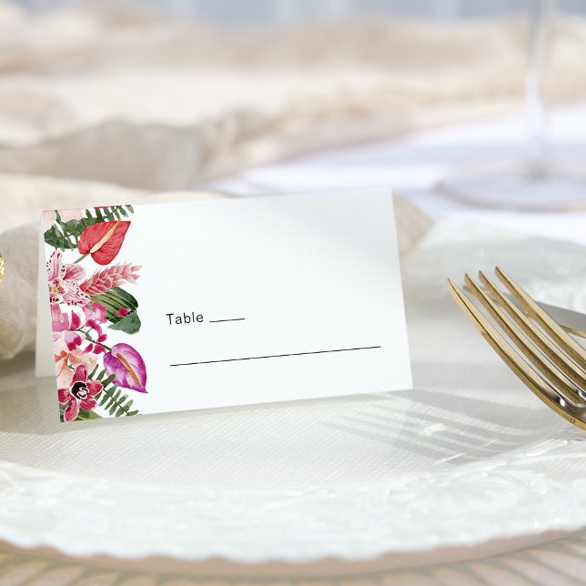 Tarjeta De Asiento Floral tropical (Elegant Tropical Floral Place Card by Painted Paperie
)