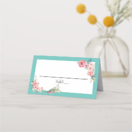 Tarjeta De Asiento Floral verde azulada