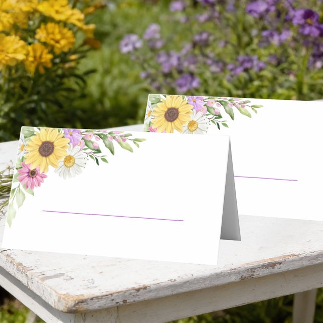 Tarjeta De Asiento Floral Wedding Sunflower Daisy Wildflower Escort (Subido por el creador)