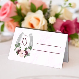 Tarjeta De Asiento Floral Western Horseshoe Quinceanera