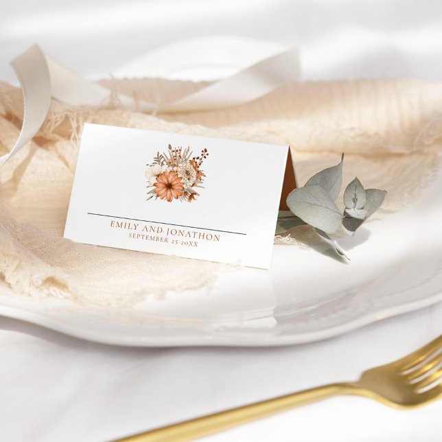 Tarjeta De Asiento Florales de otoño modernos Nombres Boda de fecha (Subido por el creador)