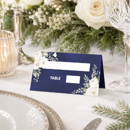 Tarjeta De Asiento Florales marfil azul blanco
