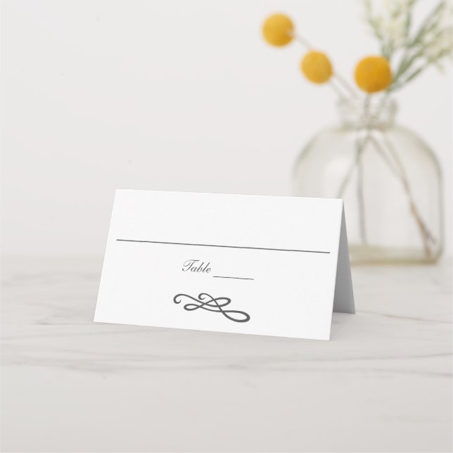 Tarjeta De Asiento Florecer Tradicional Simple Gris Blanco Remolino (Anverso)