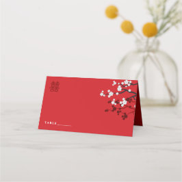 Tarjeta De Asiento Florecimiento de cerezos y doble felicidad Boda ch