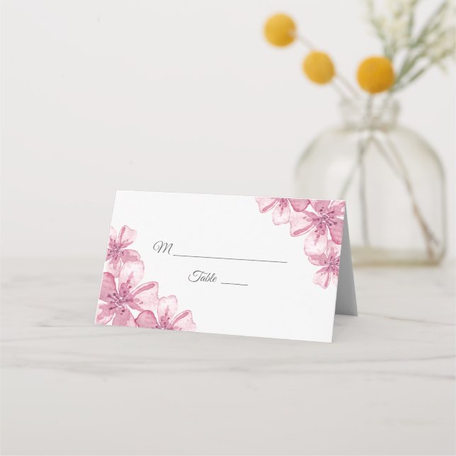 Tarjeta De Asiento Florecimiento del cerezo rosado de primavera. Boda (Anverso)