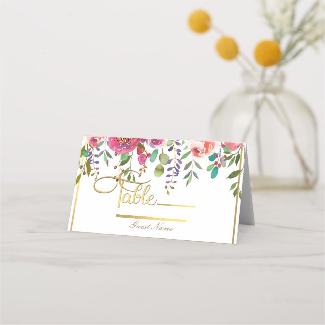 Tarjeta De Asiento Flores acuáticas Florales Mesa Boda moderna (Reverso)
