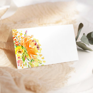 Tarjeta De Asiento Flores Amarillas Rústicas Boda Acuarela
